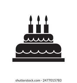 Birthday cake vector icon. vector flat black simple illustration on white background..eps