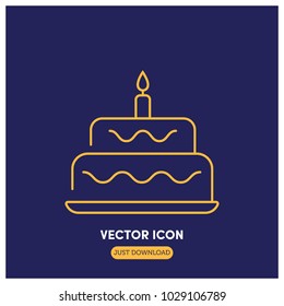 Birthday Cake Vector Icon Illustration