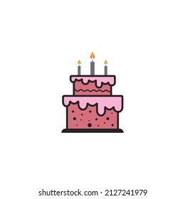 birthday cake vector icon illustration simple design