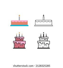 birthday cake vector icon illustration simple design