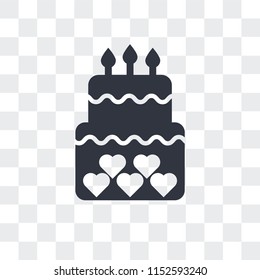 Birthday cake vector icon isolated on transparent background, Birthday cake logo concept