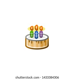 Birthday Cake Vector Icon. Isolated Cake Emoji, Emoticon, Illustration