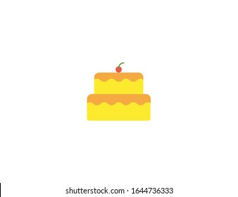 Geburtstagskuchen Vektorillustration Symbol. Einziger Kuchen mit Kirschflachgrafik 