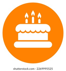 Birthday cake vector icon isolated on white background, holiday symbol flat illustration, festive happening clip art.