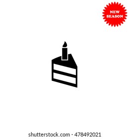 Birthday cake vector icon isolated on white background.