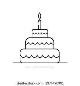 Birthday cake vector icon on white background