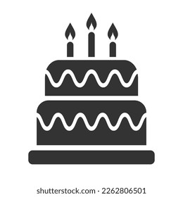 Birthday cake vector icon on white background, holiday abstract design, birthday flat illustration