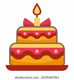 Birthday cake vector icon on white background