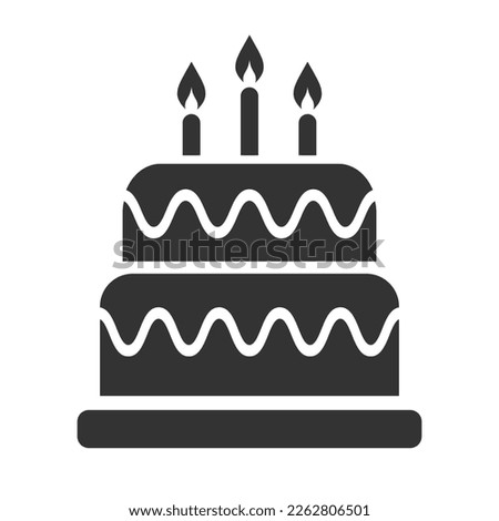 Birthday cake vector icon on white background, holiday abstract design, birthday flat illustration