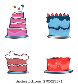 Geburtstagstorte Vektor und Icon Pack | Party Desserts, Kerzen Kuchen, Cupcakes, Gebäck Grafiken und Feier Elemente