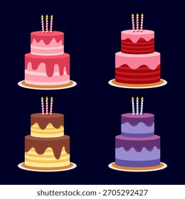 Geburtstagstorte Vektor und Icon Pack | Party Desserts, Kerzen Kuchen, Cupcakes, Gebäck Grafiken und Feier Elemente