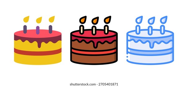 Geburtstagstorte Vektor und Icon Pack | Party Desserts, Kerzen Kuchen, Cupcakes, Gebäck Grafiken und Feier Elemente