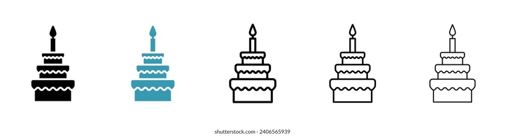 Birthday cake vector icon set. Birthday cake vector symbol for UI designs.