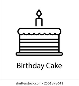 Birthday Cake Vector icon stock illustration