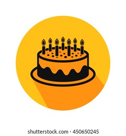Birthday Cake vector. Icon for web and mobile application. Flat design style.