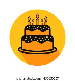 Birthday Cake vector. Icon for web and mobile application. Flat design style.