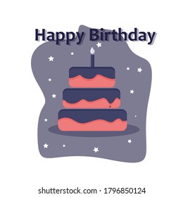 Birthday cake vector illistration. Web background, cake logo, birthday cake icon. Sweet and lovely greeting card. 