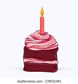 Birthday cake. Vector Illustration 