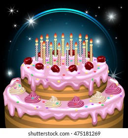 Birthday cake. Vector illustration