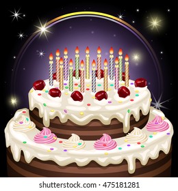 Birthday cake. Vector illustration