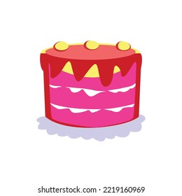 Birthday cake vector illustration with bright background