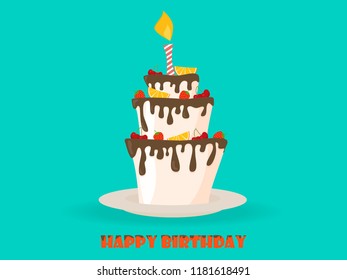 Birthday cake. Vector illustration. EPS 10