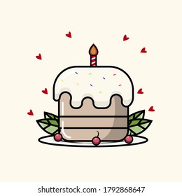 Birthday Cake vector illustration. flat icon