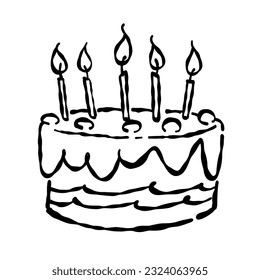 Birthday cake vector illustration, greeting card decoration icon