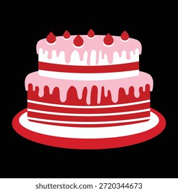 Ilustración vectorial de pastel de cumpleaños. Diseño de Vector de icono de pastel para cumpleaños, Navidad, aniversario, logotipo, Web y más.  Señal y símbolo de la torta, icono de la comida. Ilustración vectorial.
