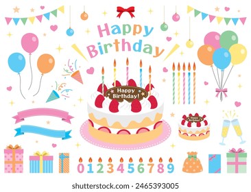 Birthday cake  vector illustration material