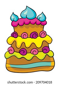 birthday cake, vector illustration on white background