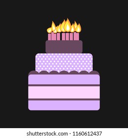 Birthday cake  vector illustration set. Digital style