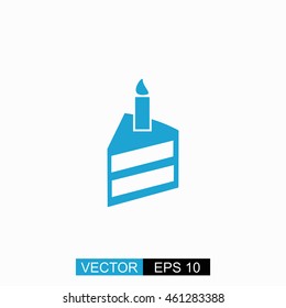 Birthday cake vector. Isolated blue icon on white background.