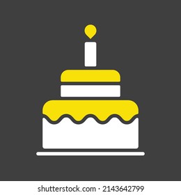 Icono de glifo aislado del vector del pastel de cumpleaños. Símbolo gráfico para niños y recién nacidos sitio web y diseño de aplicaciones, logotipo, aplicación, interfaz de usuario