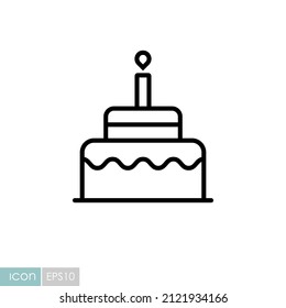 Birthday cake vector isolated icon. Graph symbol for children and newborn babies web site and apps design, logo, app, UI