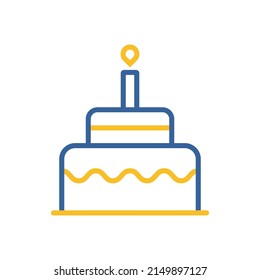 Birthday cake vector isolated icon. Graph symbol for children and newborn babies web site and apps design, logo, app, UI