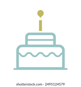 Birthday cake vector isolated icon. Graph symbol for children and newborn babies web site and apps design, logo, app, UI