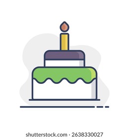 Birthday cake vector isolated icon. Graph symbol for children and newborn babies web site and apps design, logo, app, UI
