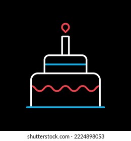 Birthday cake vector isolated on black background icon. Graph symbol for children and newborn babies web site and apps design, logo, app, UI