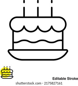 Icono de la línea vectorial del pastel de cumpleaños