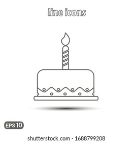 Torta de cumpleaños. Icono lineal vectorial. Icono plano moderno para el diseño de sitios web, logotipo, aplicación, interfaz de usuario. Vector EPS10