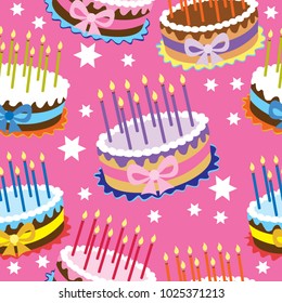 Birthday cake vector seamless pattern