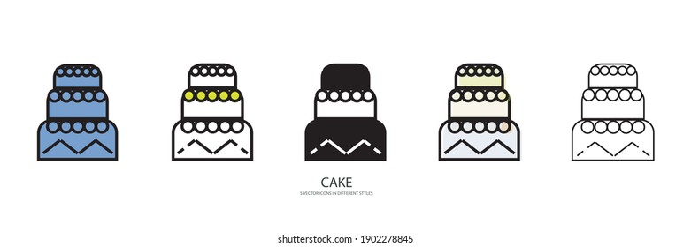 icono de tipo vector de pastel de cumpleaños