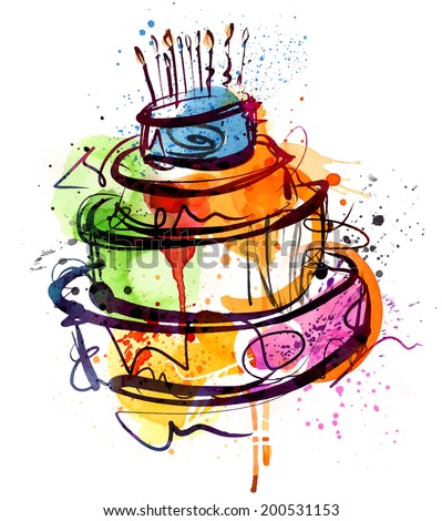 Birthday Cake Water Color