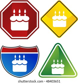 Birthday cake web button isolated on a background