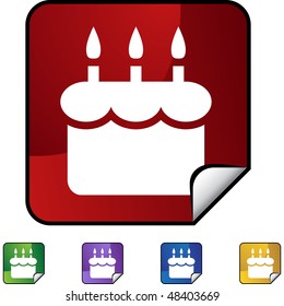 Birthday cake web button isolated on a background
