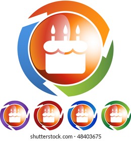 Birthday cake web button isolated on a background