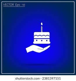 Birthday cake web icon. Birthday cake. Flat illustration.