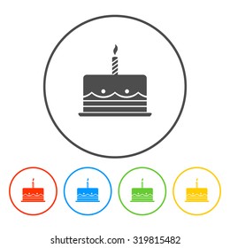 Birthday cake web icon. Flat design style eps 10