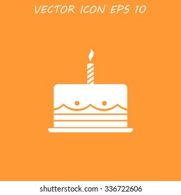 Birthday cake web icon. Flat design style eps 10
